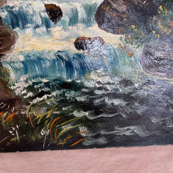 Antique Oil Painting FW Devoe Art Board Mountain Landscape Vintage Artwork Old - Picture 2 of 12